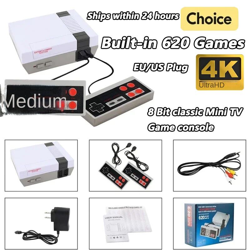 Mini TV Handheld Family Recreation Video Game Console AV Output Retro Built-in 620 Classic Games Dual Gamepad Gaming Player