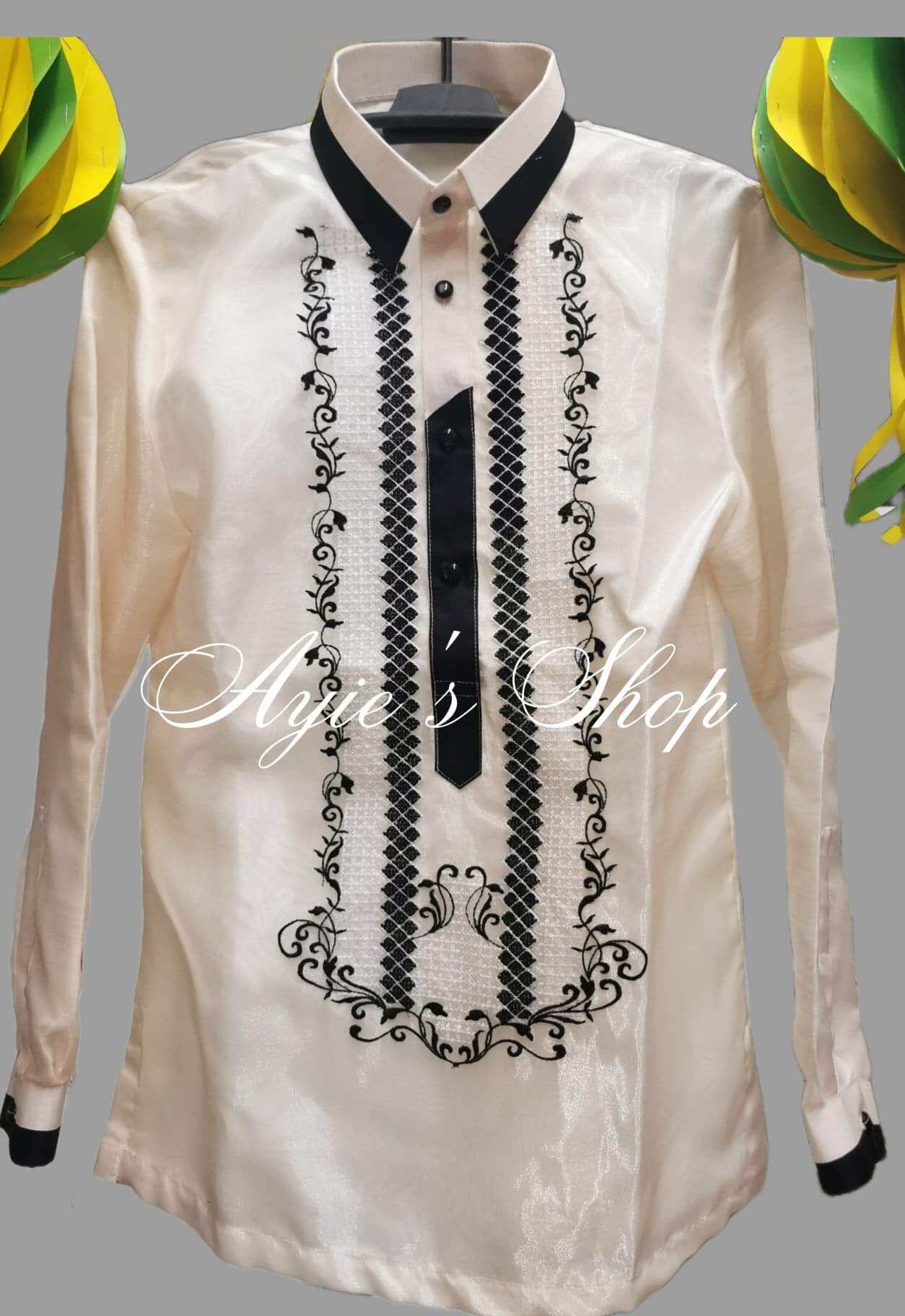 BARONG WITH LINING BLACK COMBINATION-Random design | Lazada PH