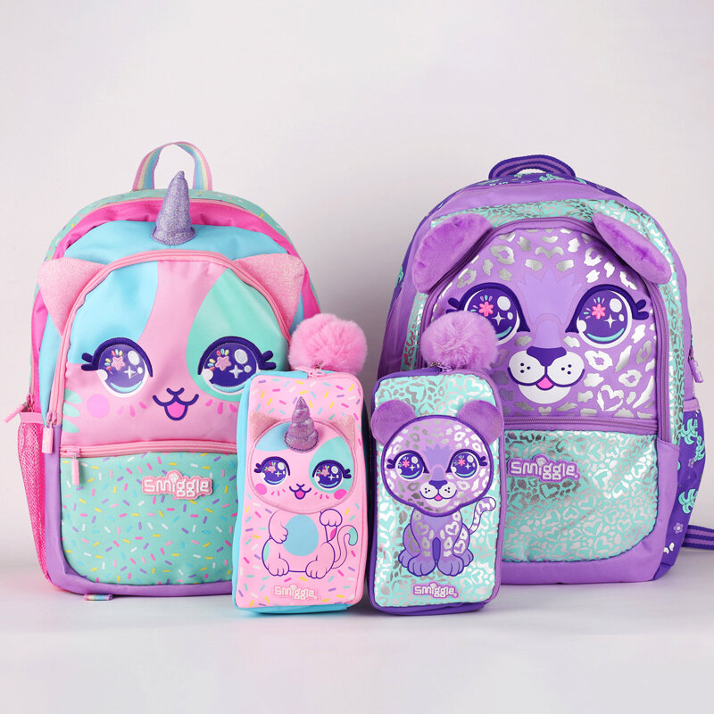 Australian Smiggle Stationery Primary School Student Burden-Relieving Backpack Large Capacity Compartment Schoolbag Backpack Double Zipper Pencil Case