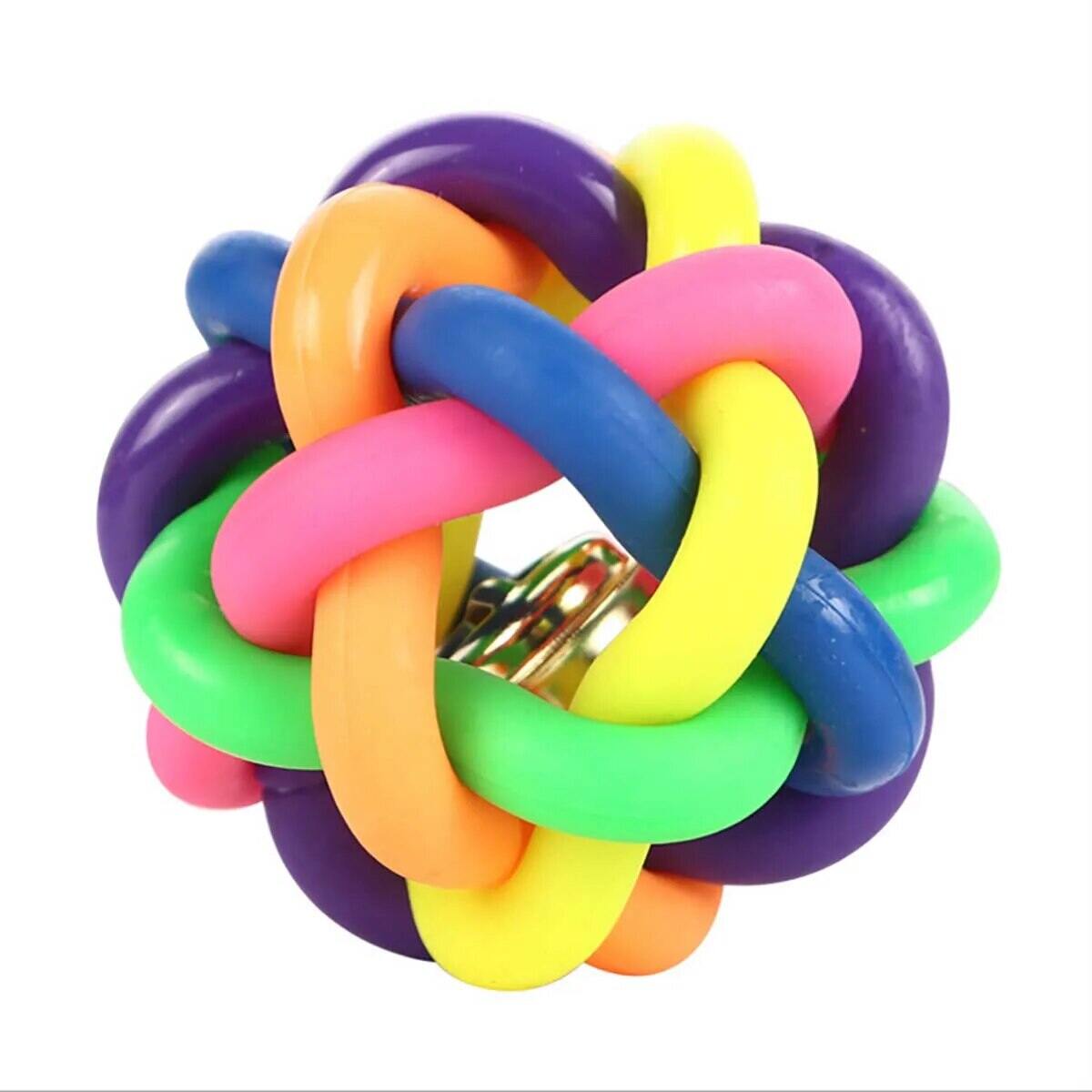 2 PCs PVC Material Colorful Bell Toy Ball Pet Cat Dog Interactive Toy
