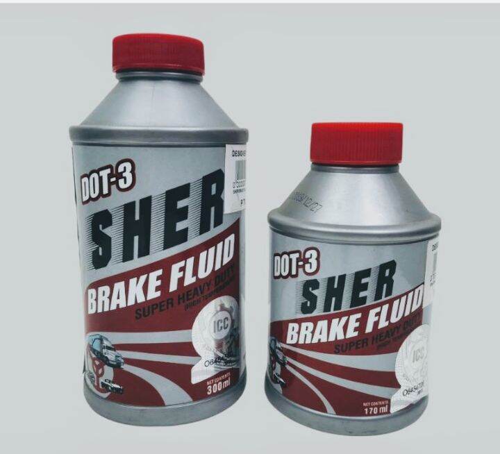 SHER DOT3 SUPER HEAVY DUTY HIGH TEMPERATURE BRAKE FLUID 300ML, 900ML