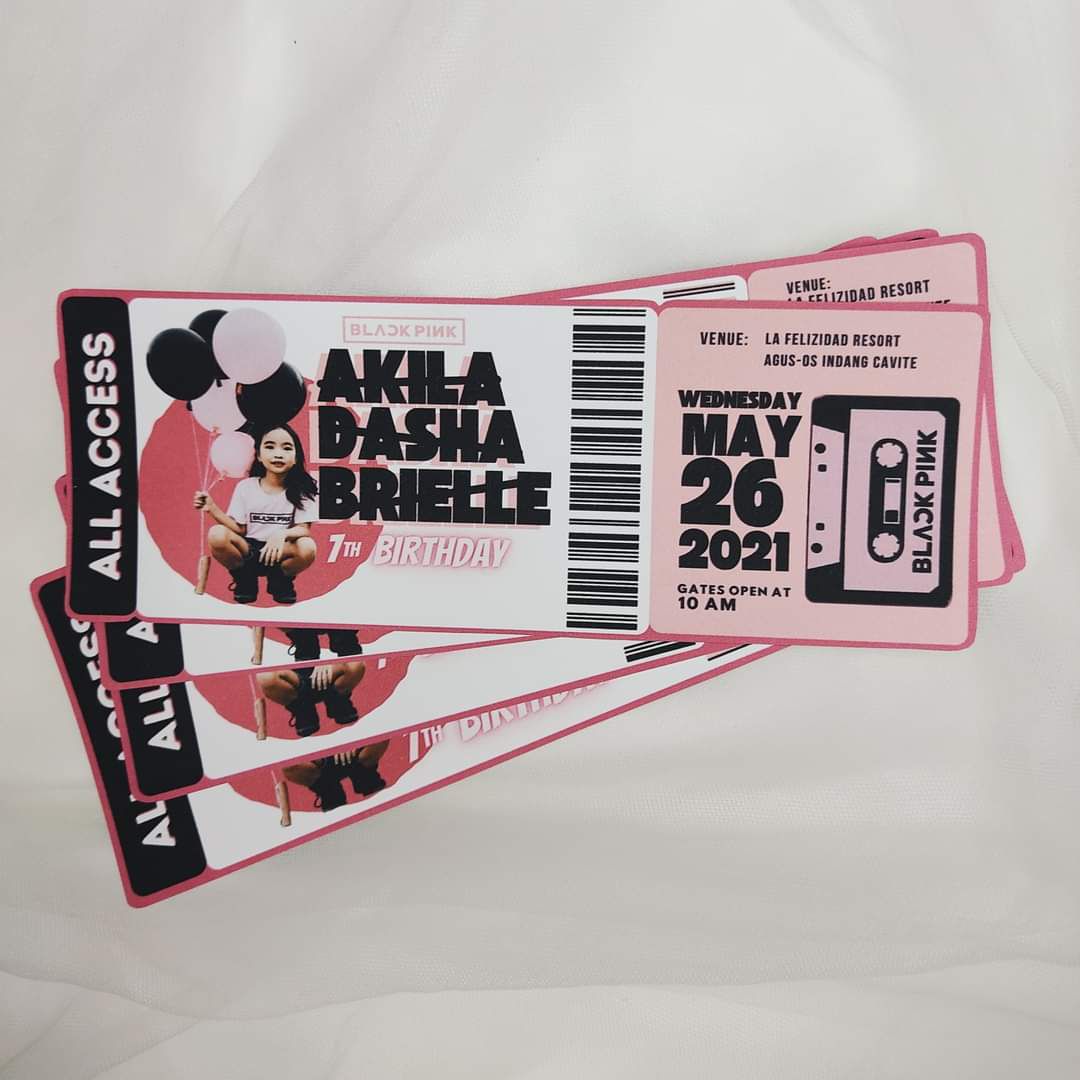 10pcs-black-pink-ticket-style-invitation-for-birthday-party