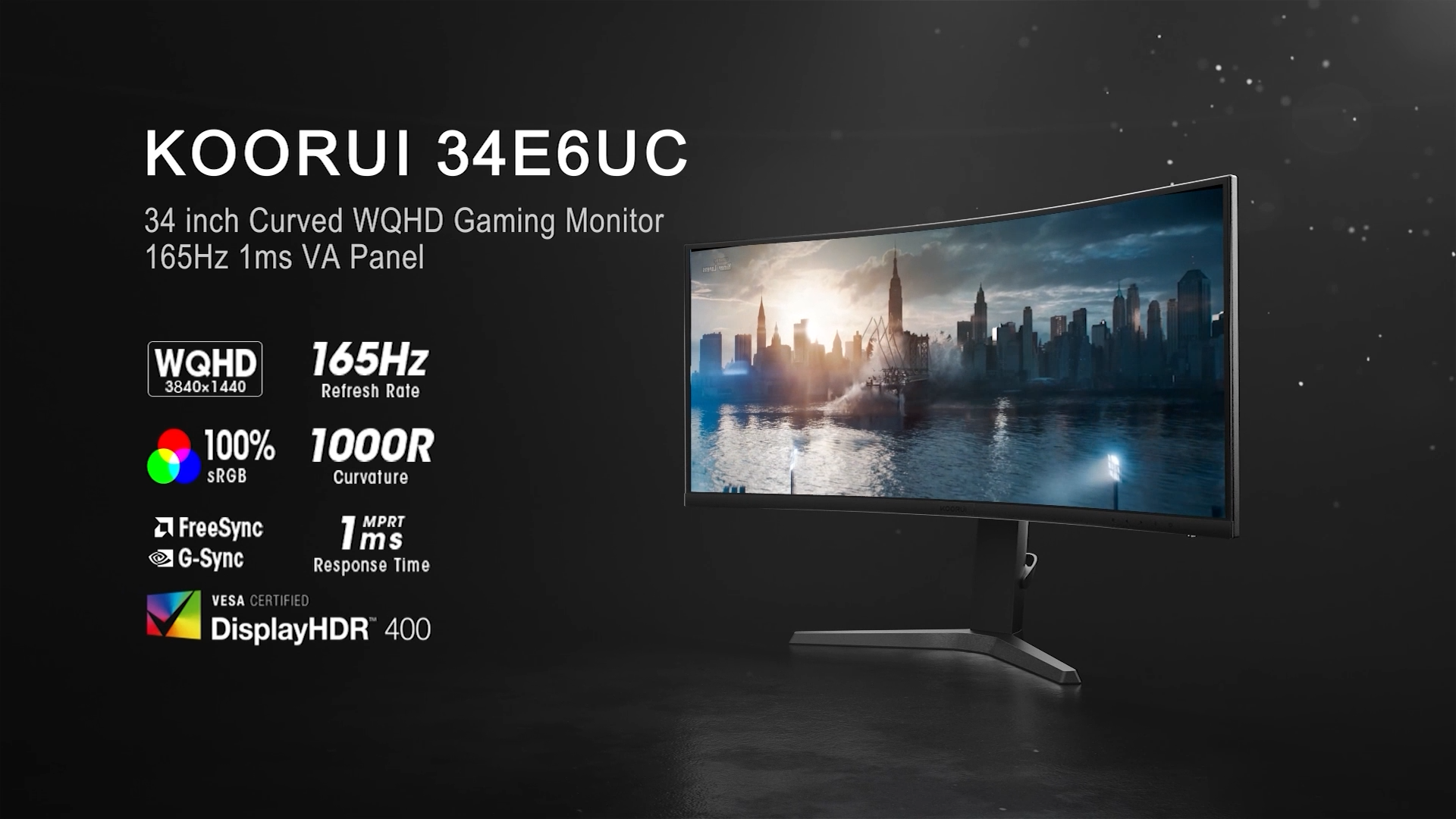 KOORUI 34E6UC  Koorui 34inch Curved Gaming Monitor