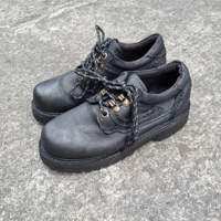 CLEARANCE Vintage Style Water Drop Stitch Design Black Bulldog Low Cut LaceUp Heavy Duty Mens Shoes