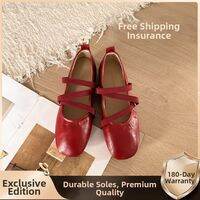 XUJIA | Red French Vintage Mary Jane Flats