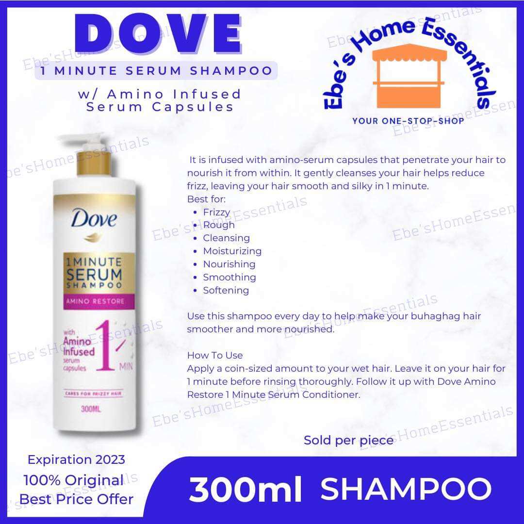 Dove 1minute Serum Shampoo with Amino Infused Serum Capsules 300ml
