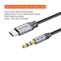 CABLETIME HiFi Headphone Adapter USB C To 3.5mm Aux Jack Adapter Headset for Huawei iPhone Xiaomi Car 3.5mm Aux Audio Splitter