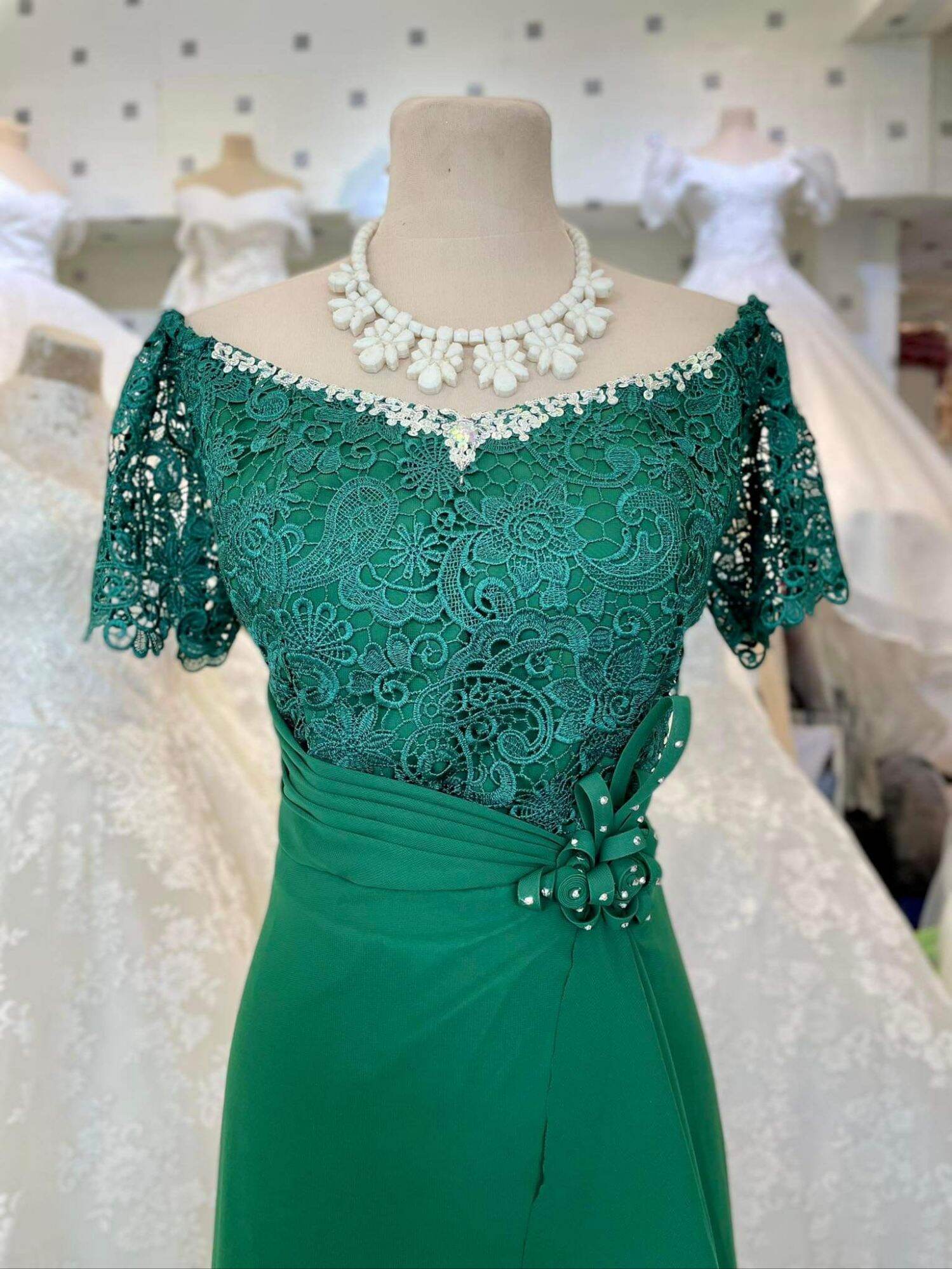 EMERALD GREEN MOTHER DRESS FOR MOTHER OF THE BRIDE, WEDDING, NINANG ...