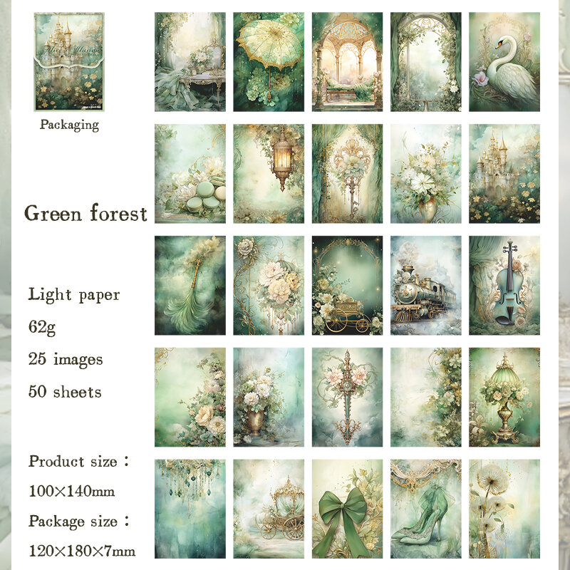 50 pieces of vintage scrapbooking material paper handmade tent DIY collage decoration background craft paper