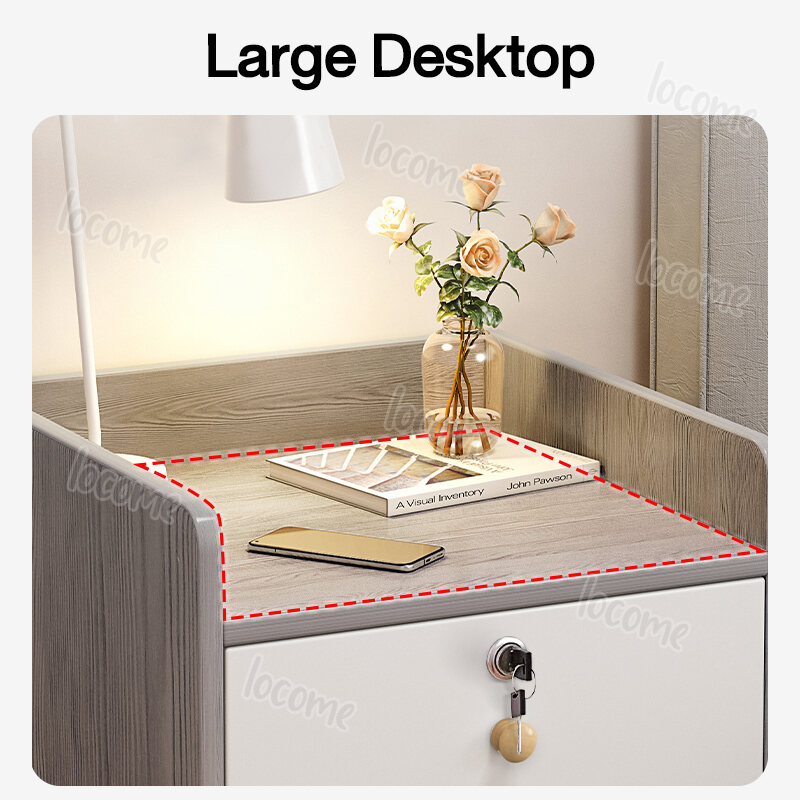【With Lock】Nordic Modern Wooden Bedside Table For Bedroom With Drawer Nightstand Side Table Storage Cabinet Bedside Table With Lock. 