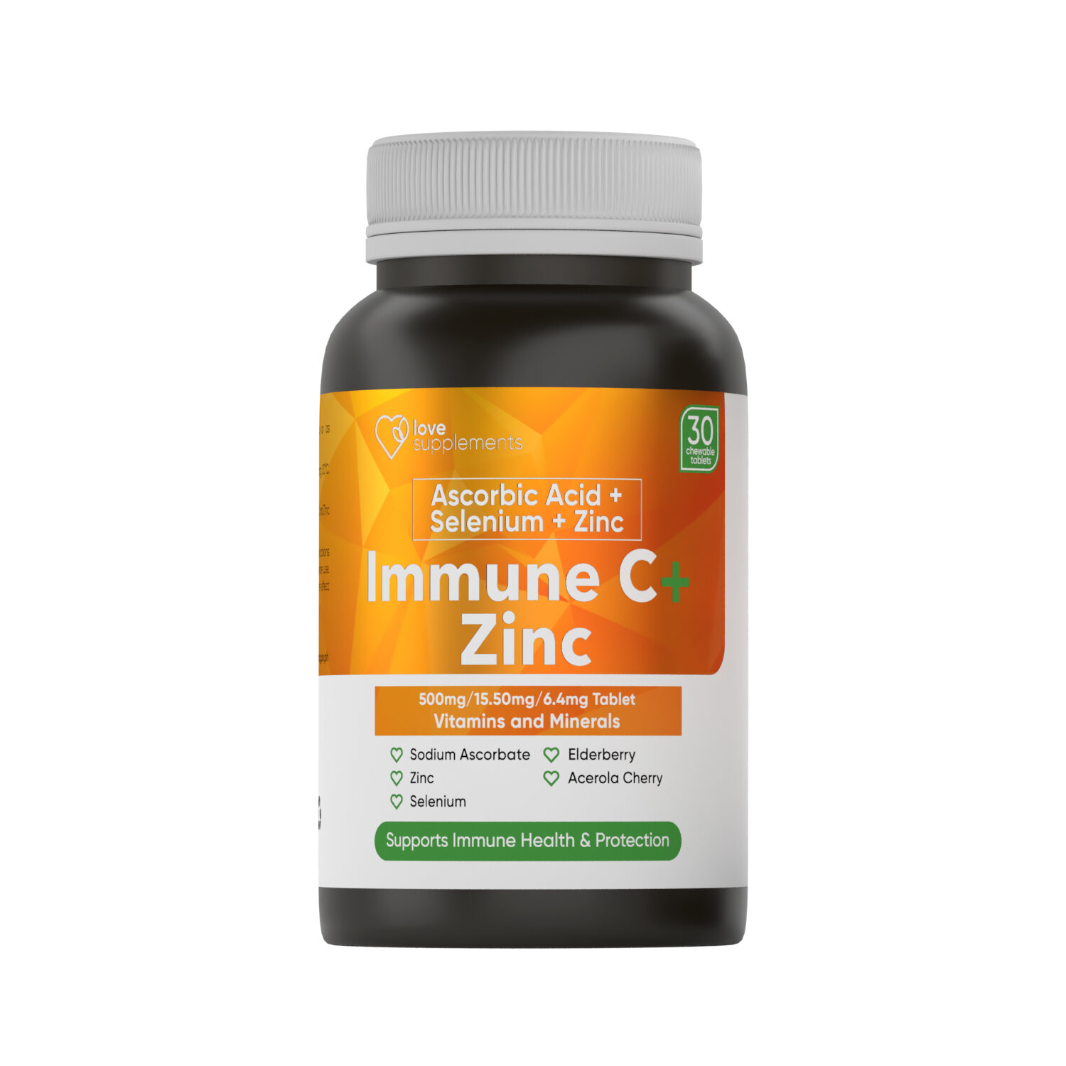 Immune C + Zinc LOVE SUPPLEMENT 30 Chewable Tablets Vitamin C + Zinc