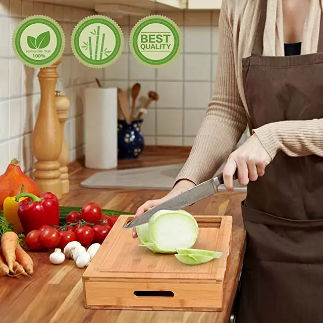 Cutting Board Bamboo Chopping Board Multi-functional With Drawers