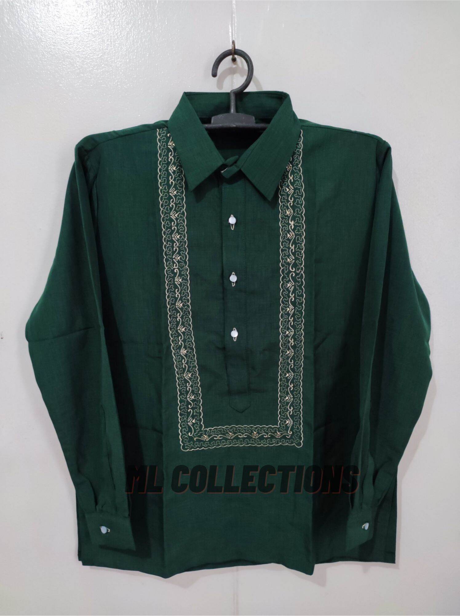 Polo Barong Long Sleeve ( Moss Green ) | Lazada PH