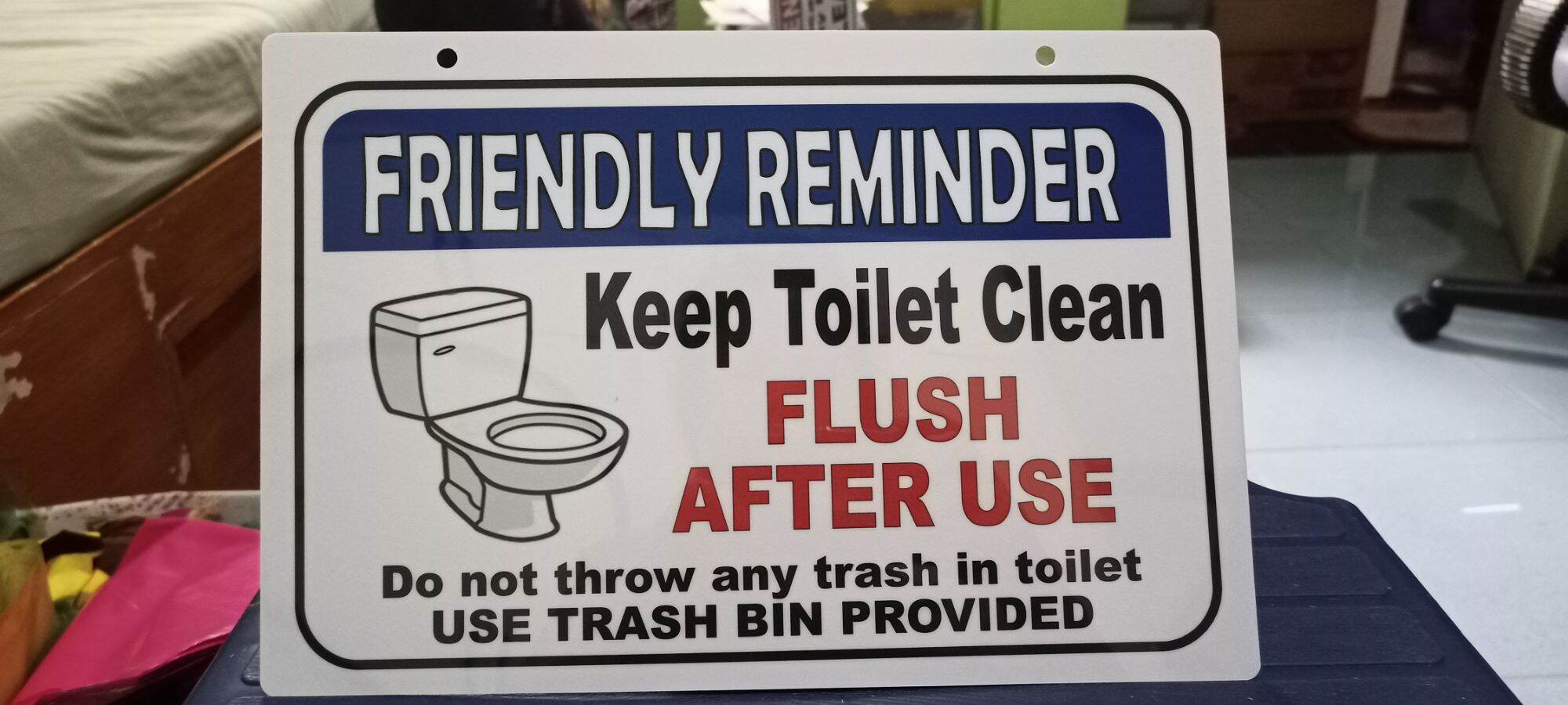 Keep toilet Clean Flush after use Signage PVC Plastic (Like ID) 7.8x11 ...