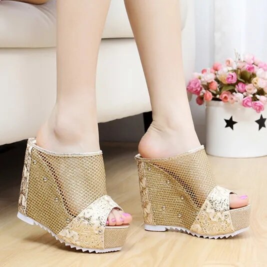 Korean Style High Heel Slippers by 