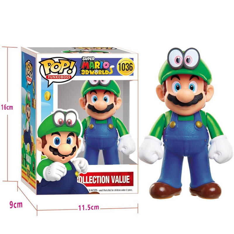 FUNKO POP super Mario Bros Anime Figure Toys Dolls Model Set Luigi ...