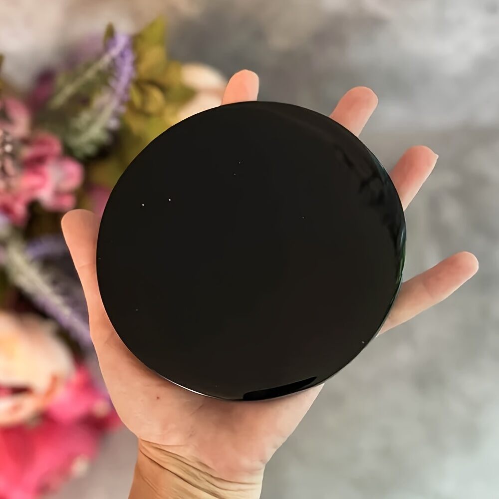 1pc natural obsidian magic mirror high-quality polished for feng shui divination gazing at the fairy garden witchcraft altar.