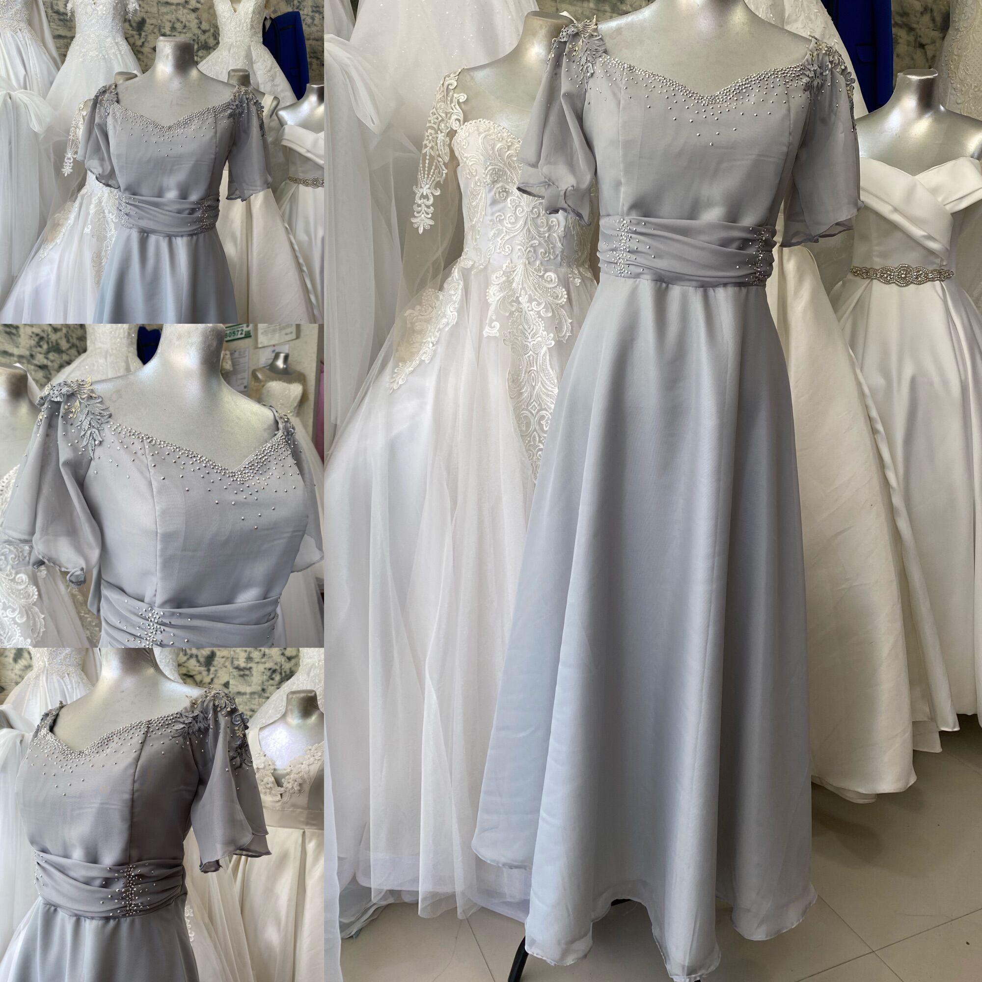 Light gray 2024 chiffon dress