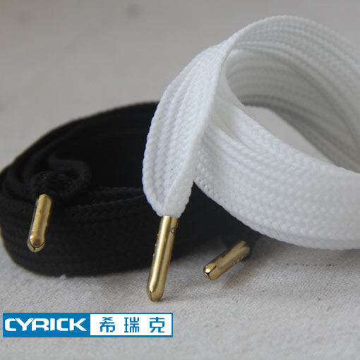 Wide White Black Flat Shoelaces - Mackun Fit