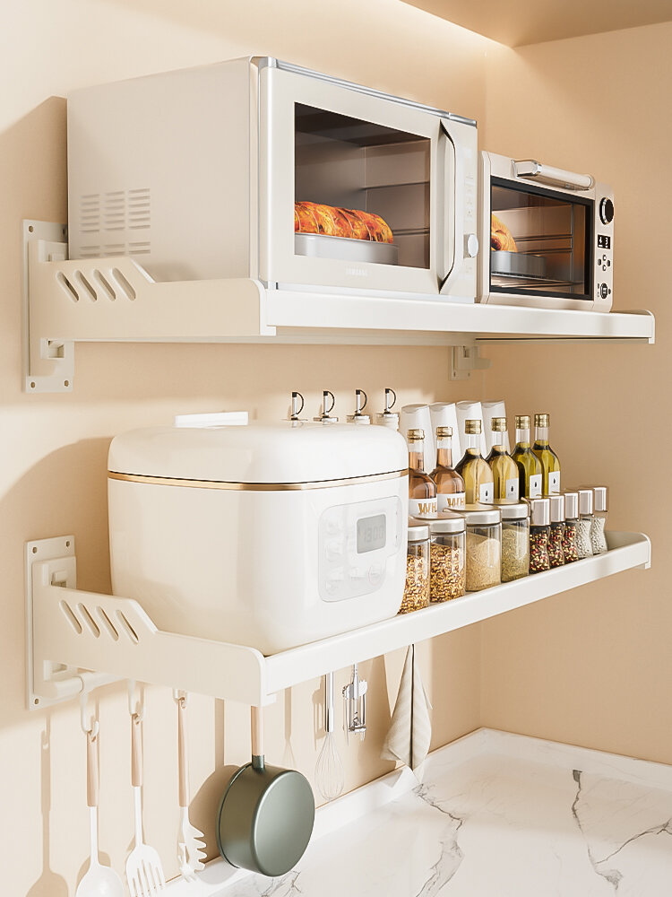 B&W | Wall-mounted Drill-free Storage Rack for Kitchen Microwave Presyo 2,640 Piso*Libreng Shipping