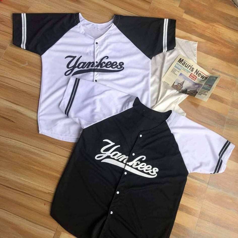 Yankee Oversize Shirt Unisex Women & Men Button Two Tone Jersey Baseball  Fits Small-XL