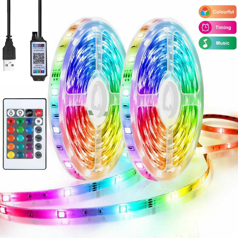 Music Sync RGB LED Strip Lights Bluetooth 30M(2 Rolls Of 15M) USB Color Change Smart Remote Control APP Control For Christmas. 