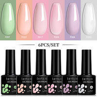 LILYCUTE | LILYCUTE 6Pcs 7ML Gel DIY Nails Polish Set Bright Pink Nail Charms Soak Off UV LED Gel Varnish Nail Art Design Accessories