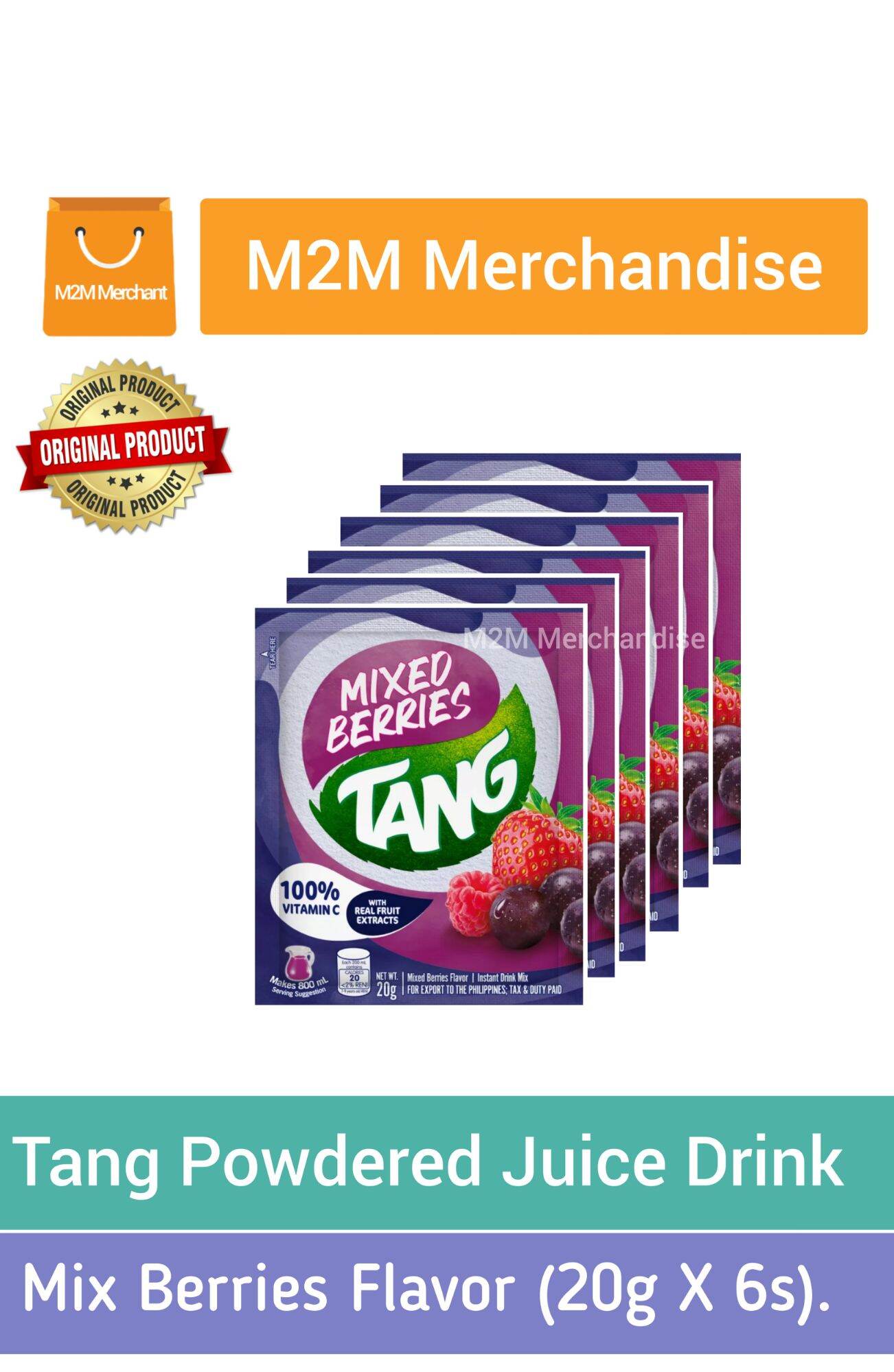 TANG MIXED BERRIES FLAVORED POWDERED JUICE DRINK (20g X 6s) sachet