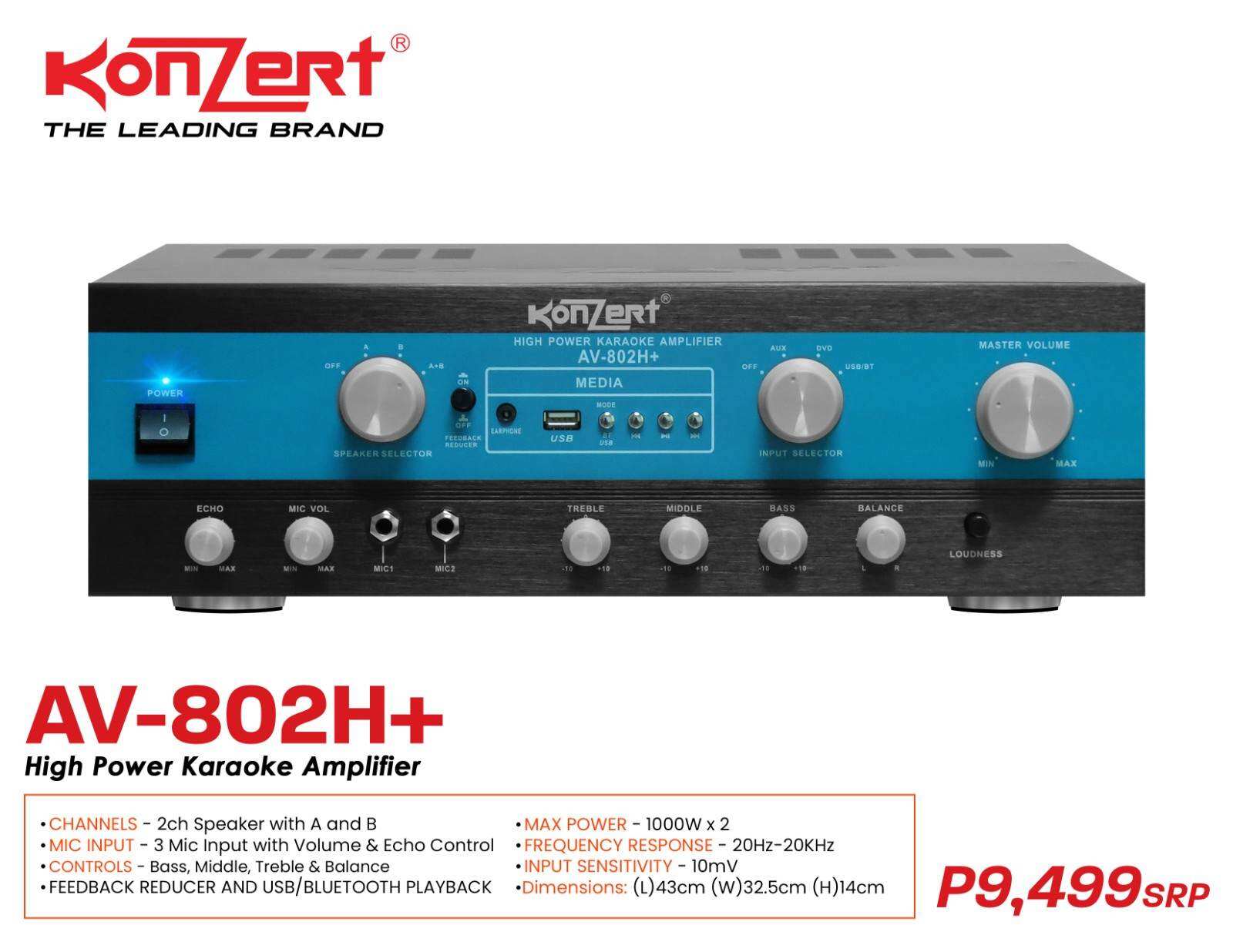 Konzert AV802H+ Professional Amplifier Original Lazada PH