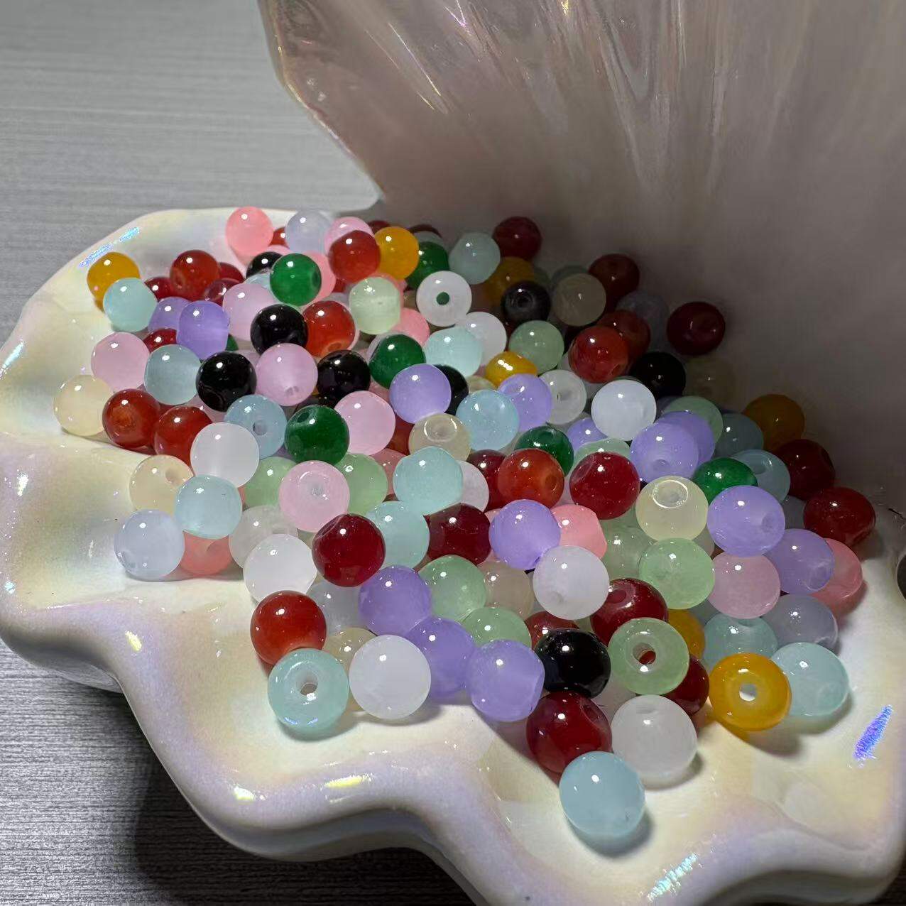 Macaron Color Glass Beads 6mm Handmade DIY Bracelet Materials Spiral round Beads Fairy Jewelry Crafts Creative Toy for Kids