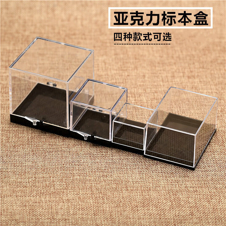 Acrylic Transparent Mineral Crystal Specimen Storage Box Fossil Raw Stone Display Case Jewelry Organizer Box Sample Case