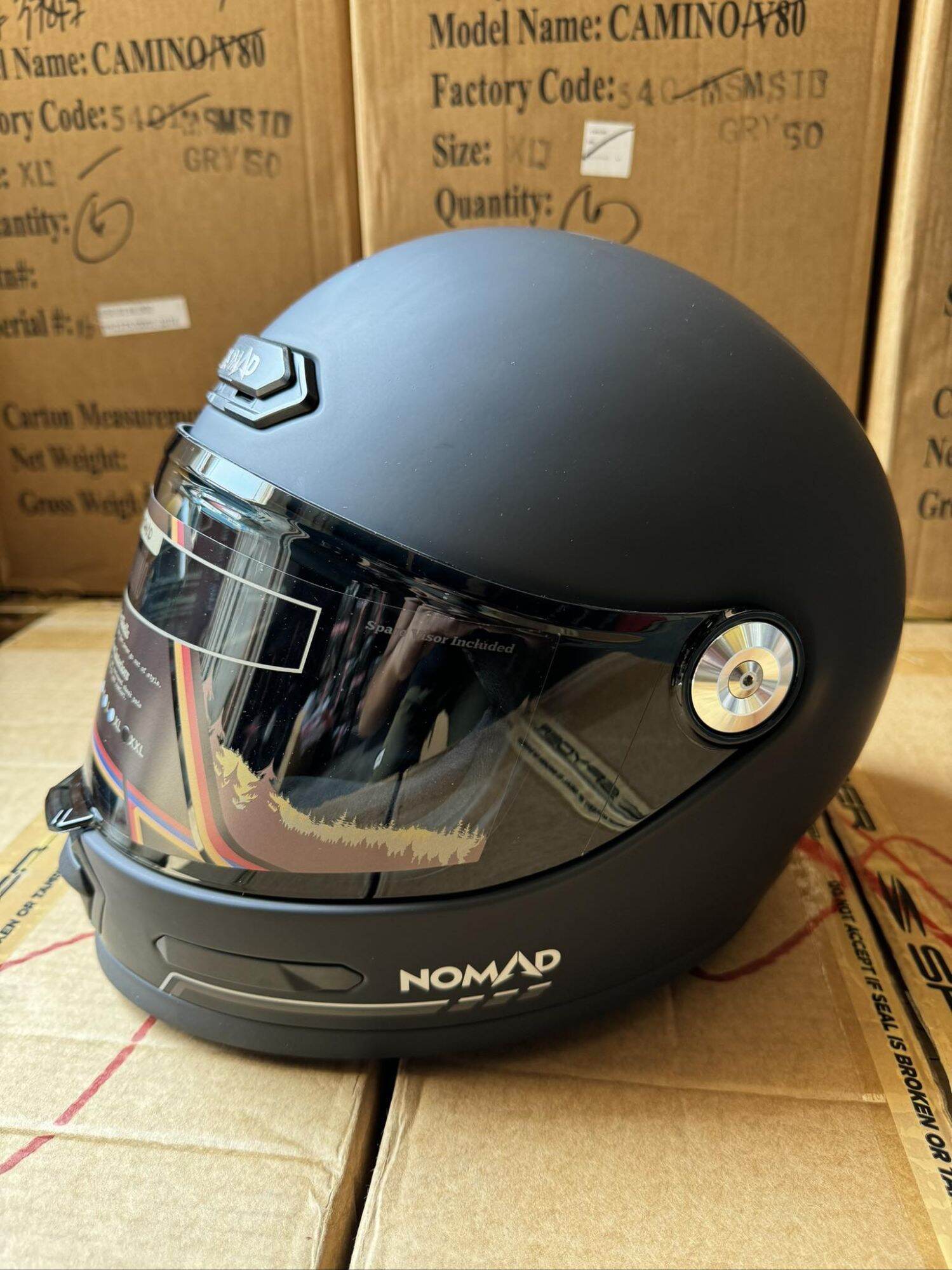 NOMAD CAMINO Fullface Retro / Classic Single Visor Helmet (FREE CLEAR VISOR)