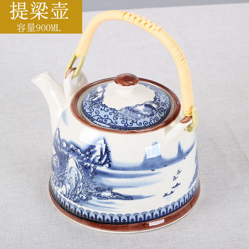 Special Offer Large Size Capacity Loop-Handled Teapot Ceramic Teapot Single Teapot Filter Screen Hotel Household Restaurant Teapot Large Water Bottle