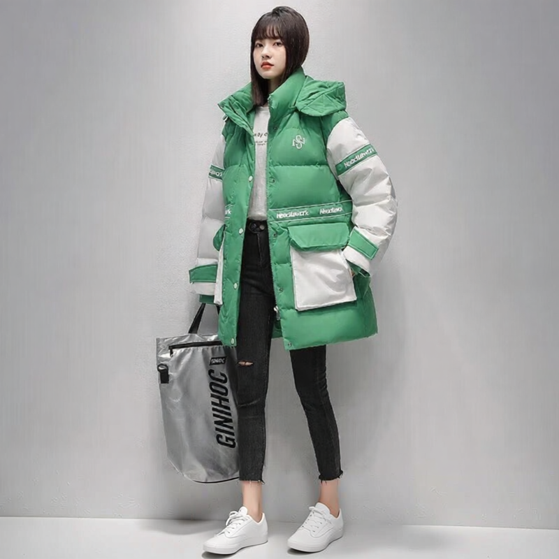 Goose Down Warm Long Jacket Winter New Colorblock Presyo 8,405 Piso*Libreng Shipping