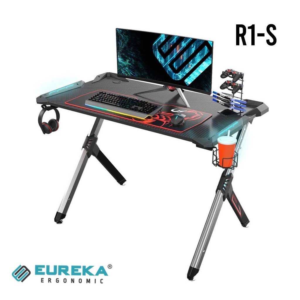 Eureka Ergonomic R1-S Gaming Computer Desk with RGB LED Lights and