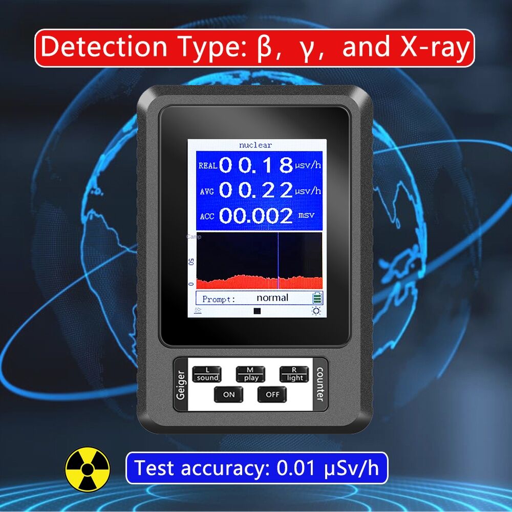 Nuclear Radiation Detector Geiger Counter X-rays γ-rays β-rays Detecting Tool Real-time Dose Ionizing Radiation Tester Dosimeter