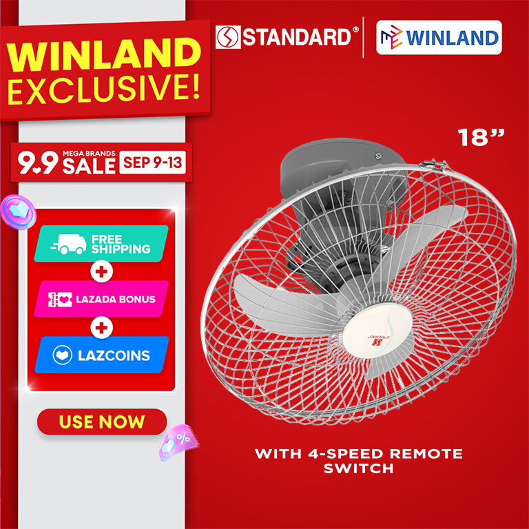 Winland 18" Electric Ceiling Fan with 4 Speeds