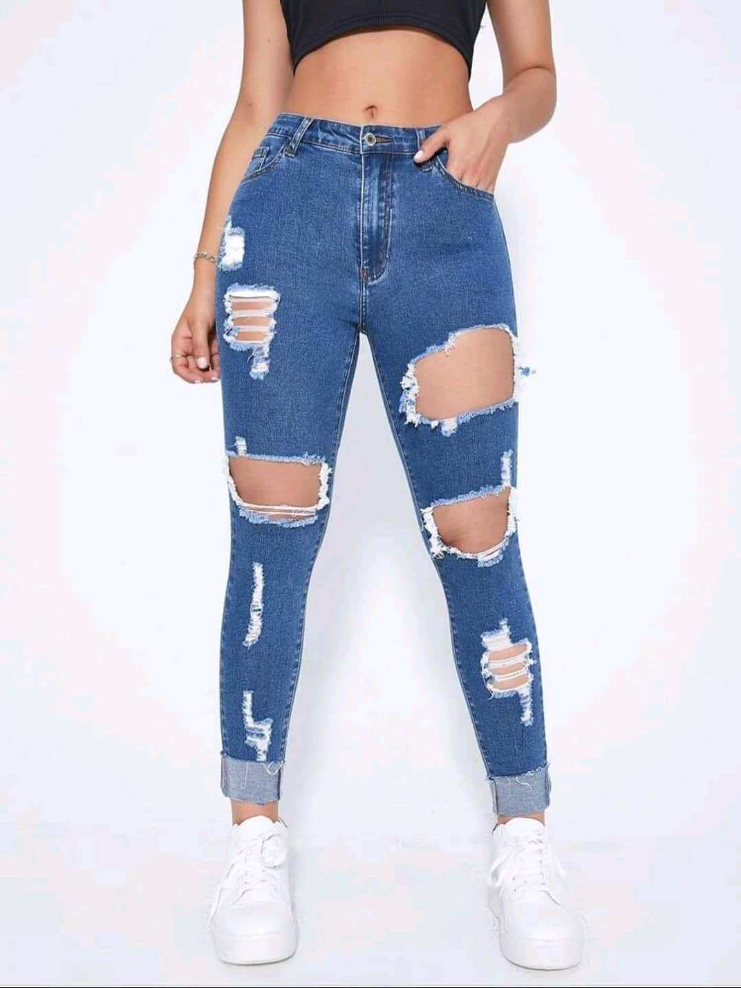 Ripped Roll Up Skinny Jeans Lazada PH