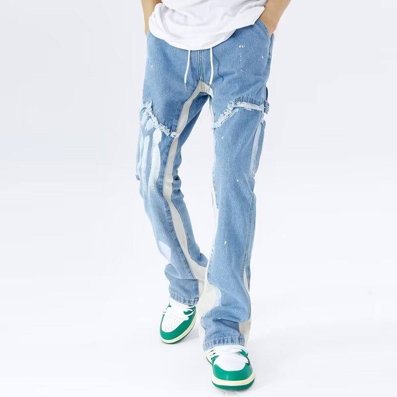 2023 Kanye Y2K Streetwear Baggy Flare Jeans Cargo Pants Men Clothing  Drawstring Sweatpants Male Denim Trousers Pantalon Homme