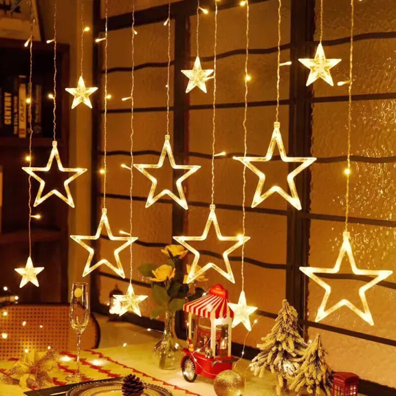 【Solar/Plug】Christmas LED Lights ELK Star Bell Curtain String Lights with 8 Modes 3.5M 108LED Outdoor Waterproof Christmas Fairy Lights Decoration For Home Party Bedroom Festival Decoration Lawn Patio Garden Walkway Ambience Lights Warm and Colorful Light