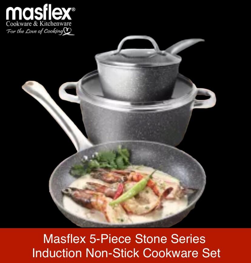 Masflex 5 Piece Stone Induction Ready Non Stick Cookware Set