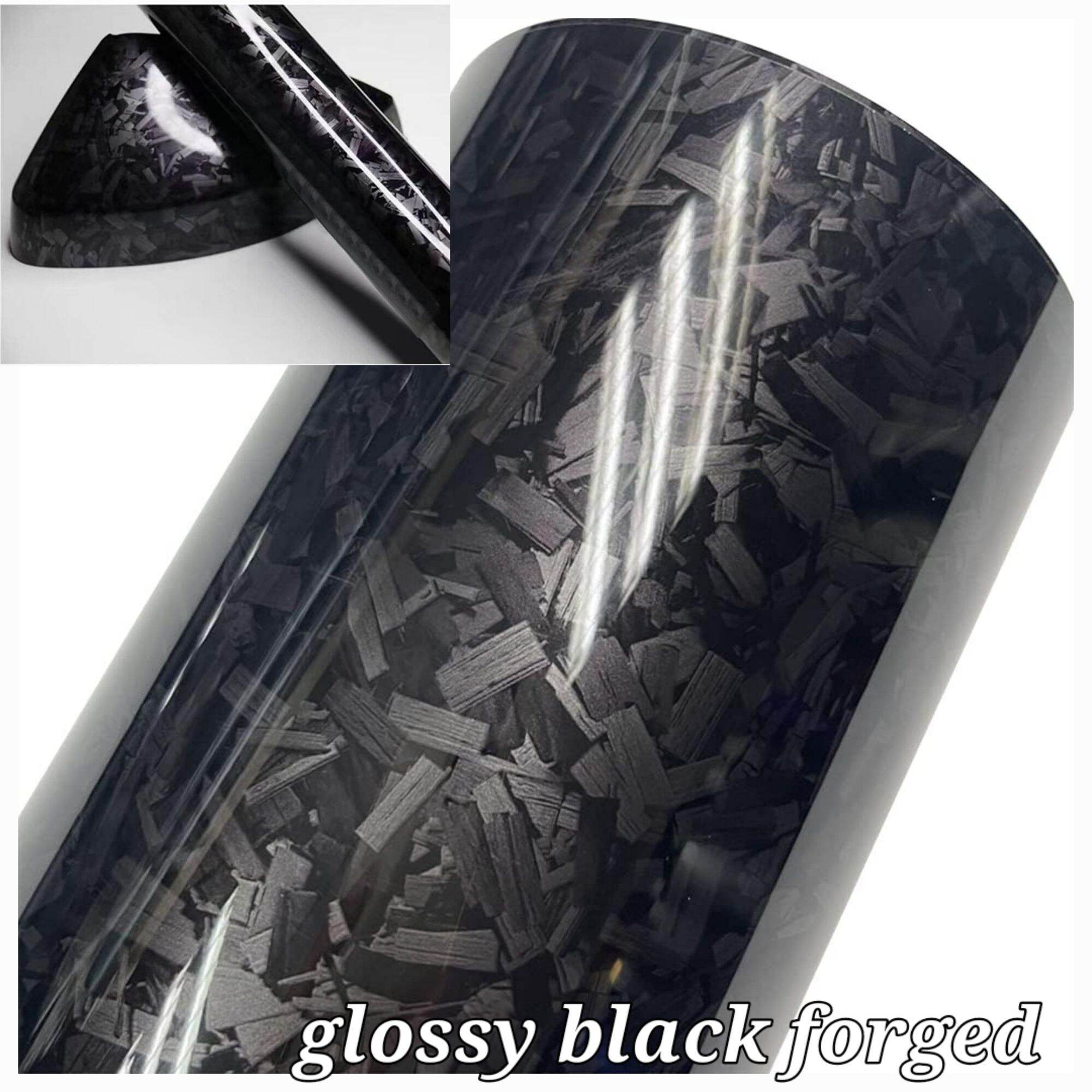 Olimia Premium Ultra Gloss PET Liner Forged Carbon Fiber Vinyl Wrap – Black, Air Release, Various Sizes