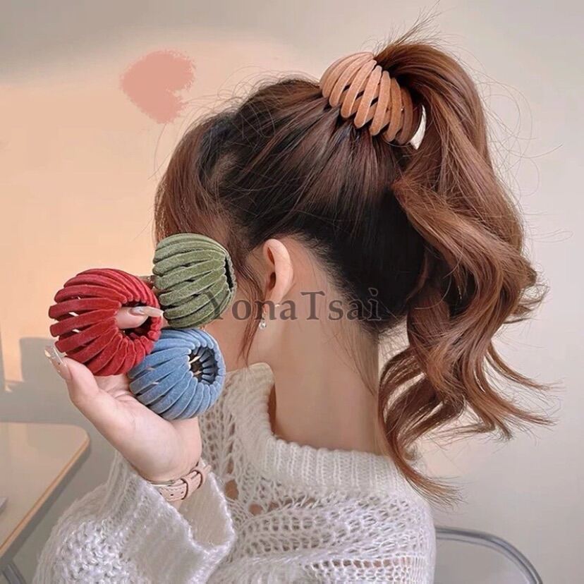 Disk Hair Bird Nest Bun Maker Ponytail Buckle Velvet Hair Claw Women Hair Clips Meatball Head hair