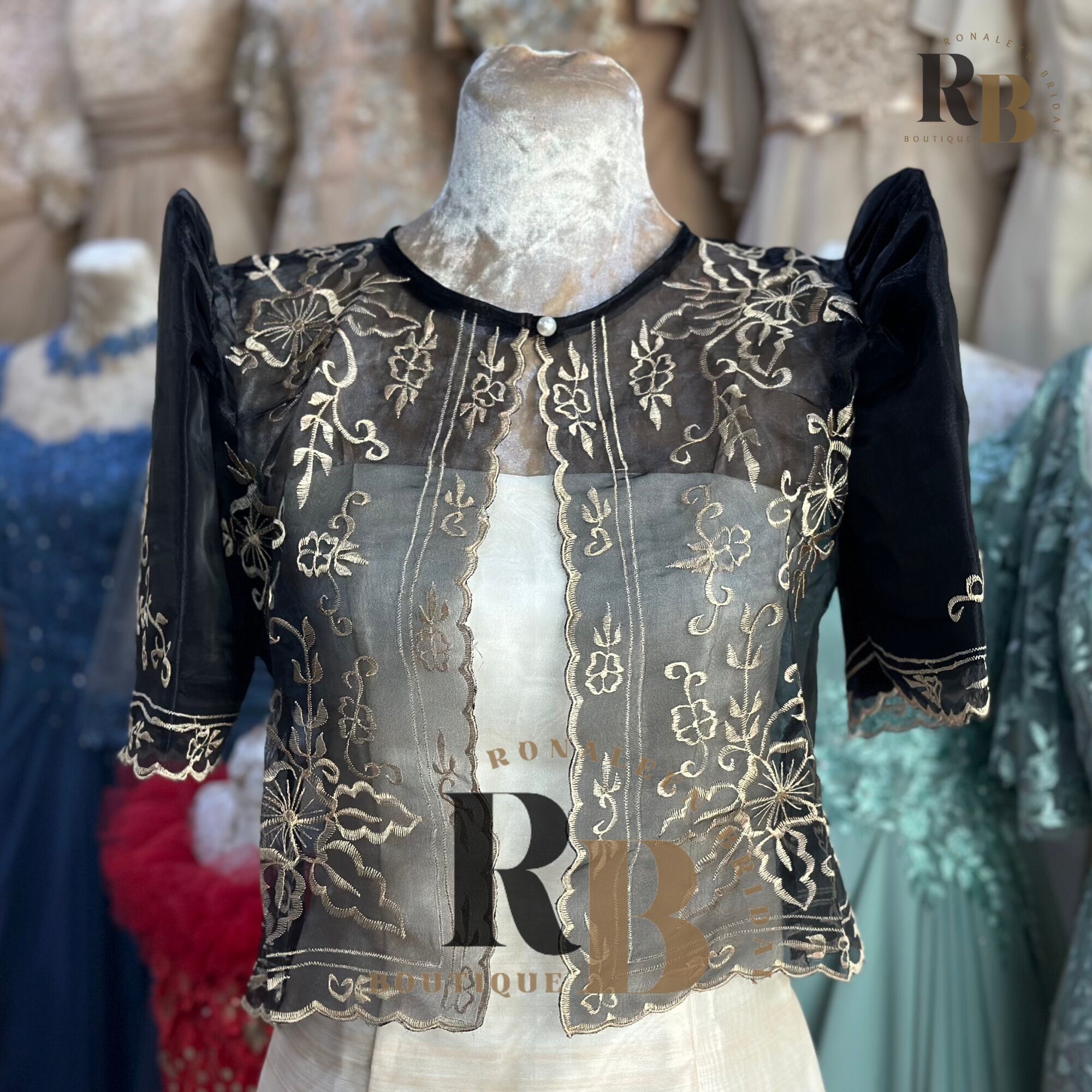 'Carmen' Filipiniana Bolero (Black)