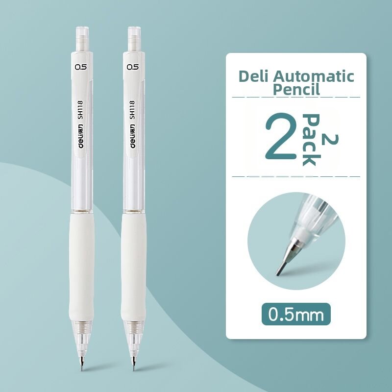 deli | Automatic Pencil for Students 0.5mm Grip Correcting Soft Rubber Pad High Appearance Art Drawing Sketch