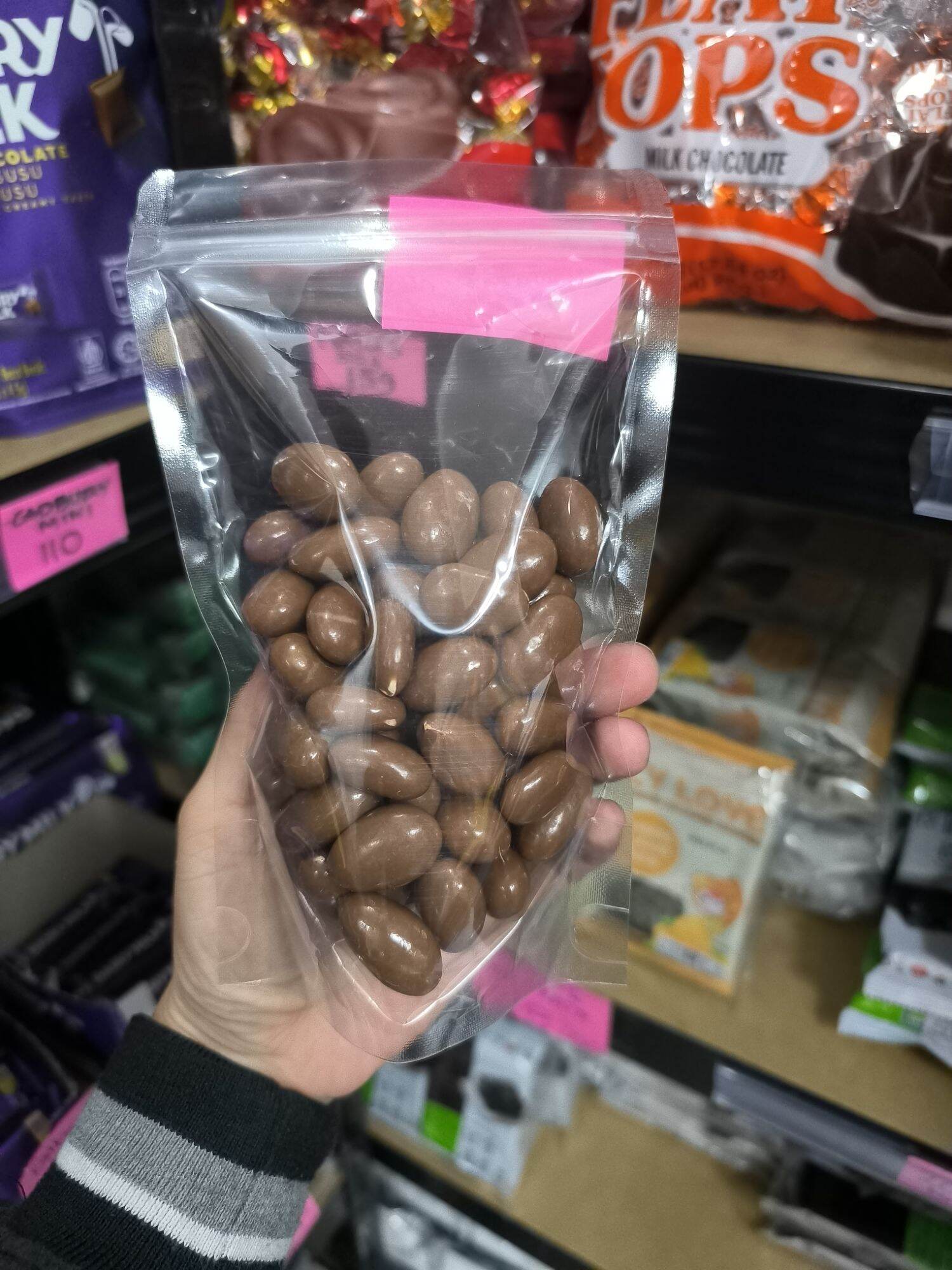Kirkland signature Milk chocolate with almonds. 