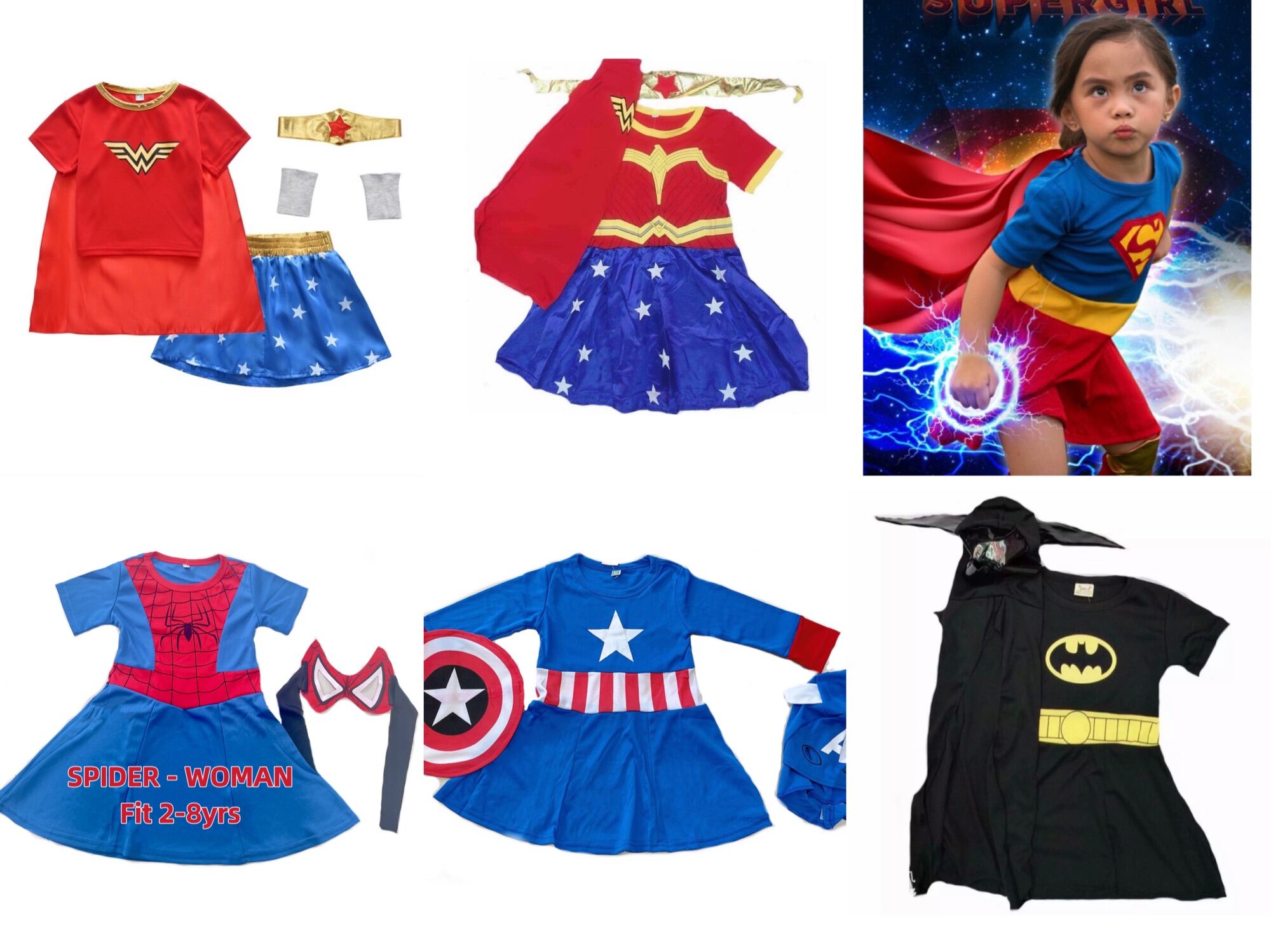 Wonder woman 7styles costume for baby 1yrs-8yrs