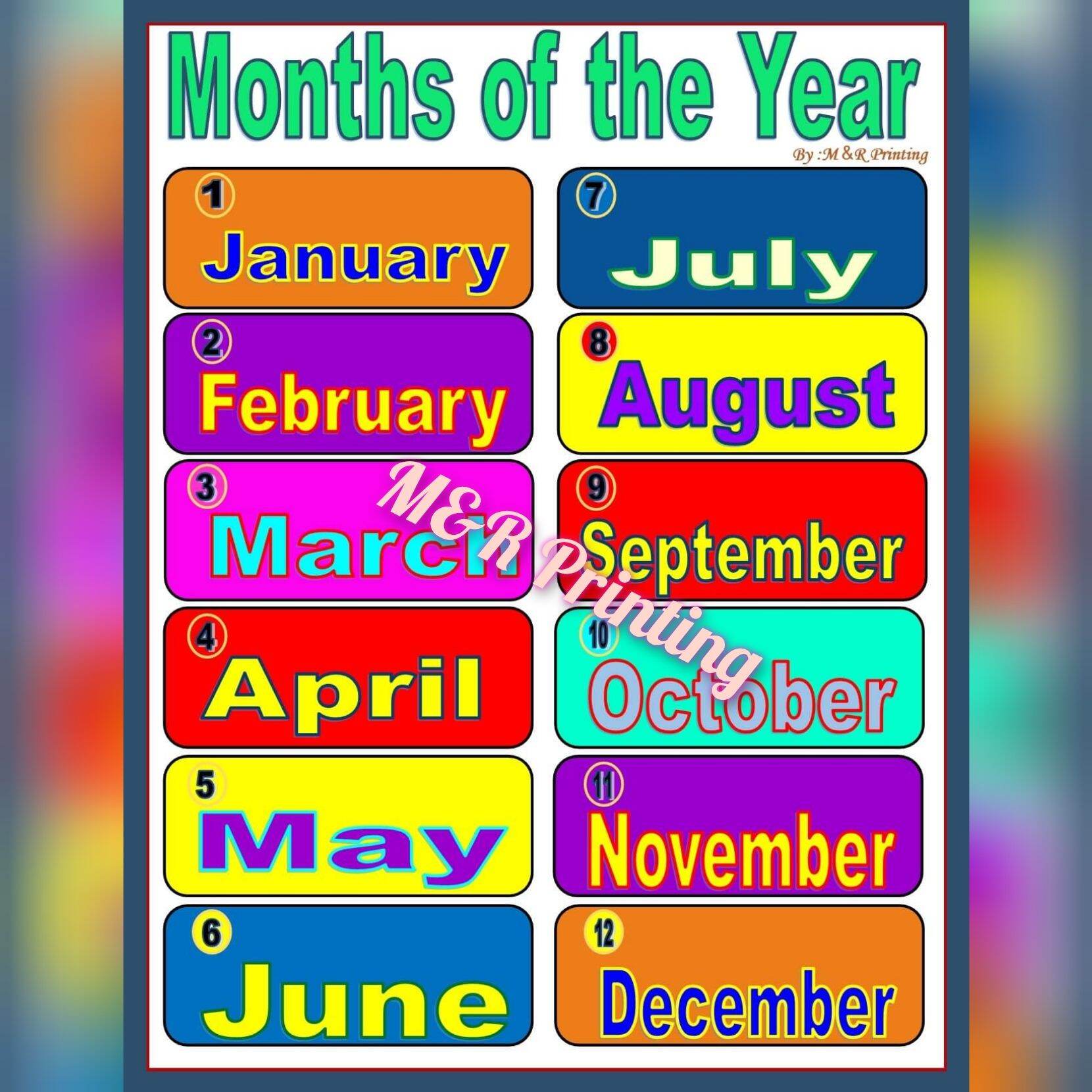 Months of the year Laminated Charts | Lazada PH