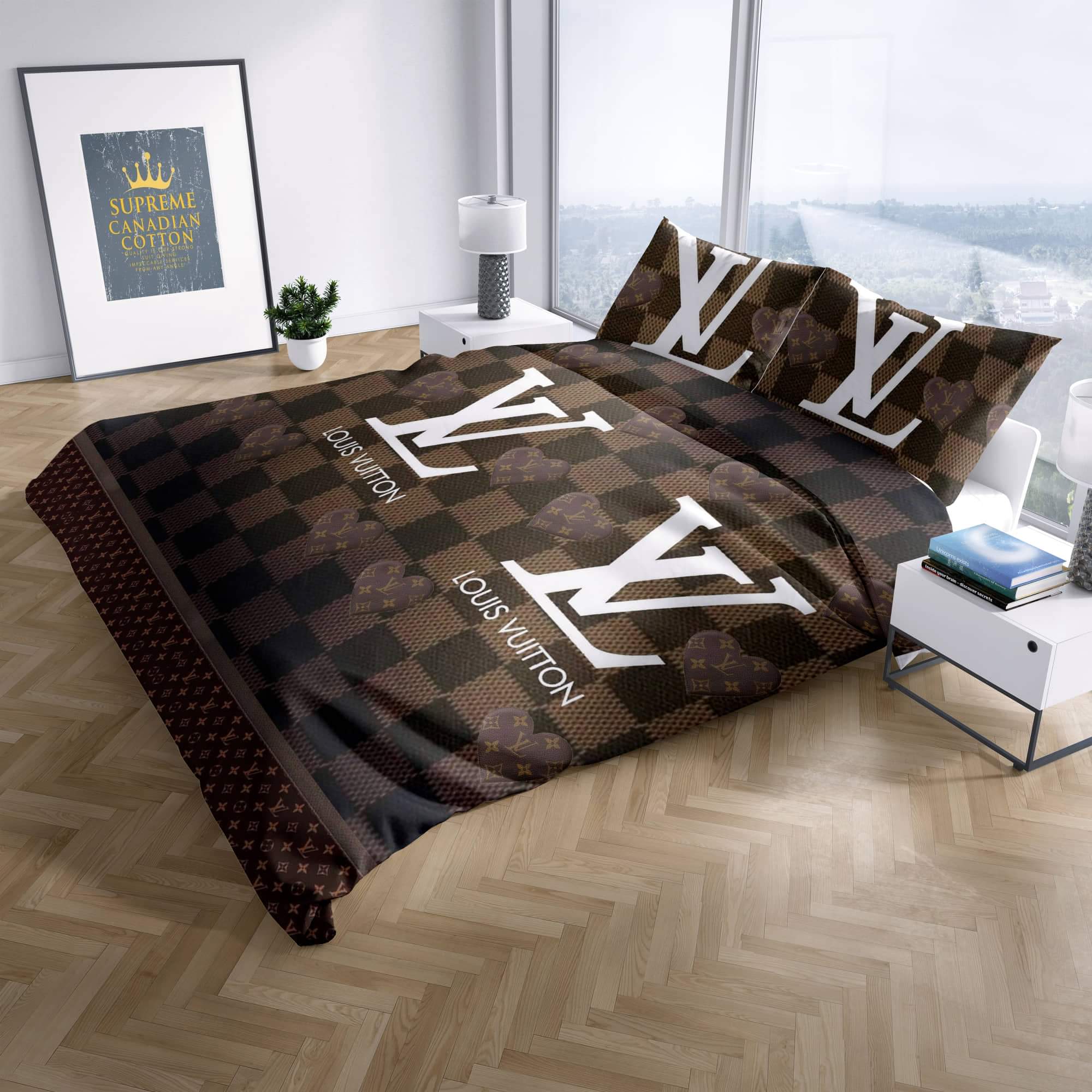 Cheap Brown Louis Vuitton Bedding Set , Louis Vuitton Bedroom Set