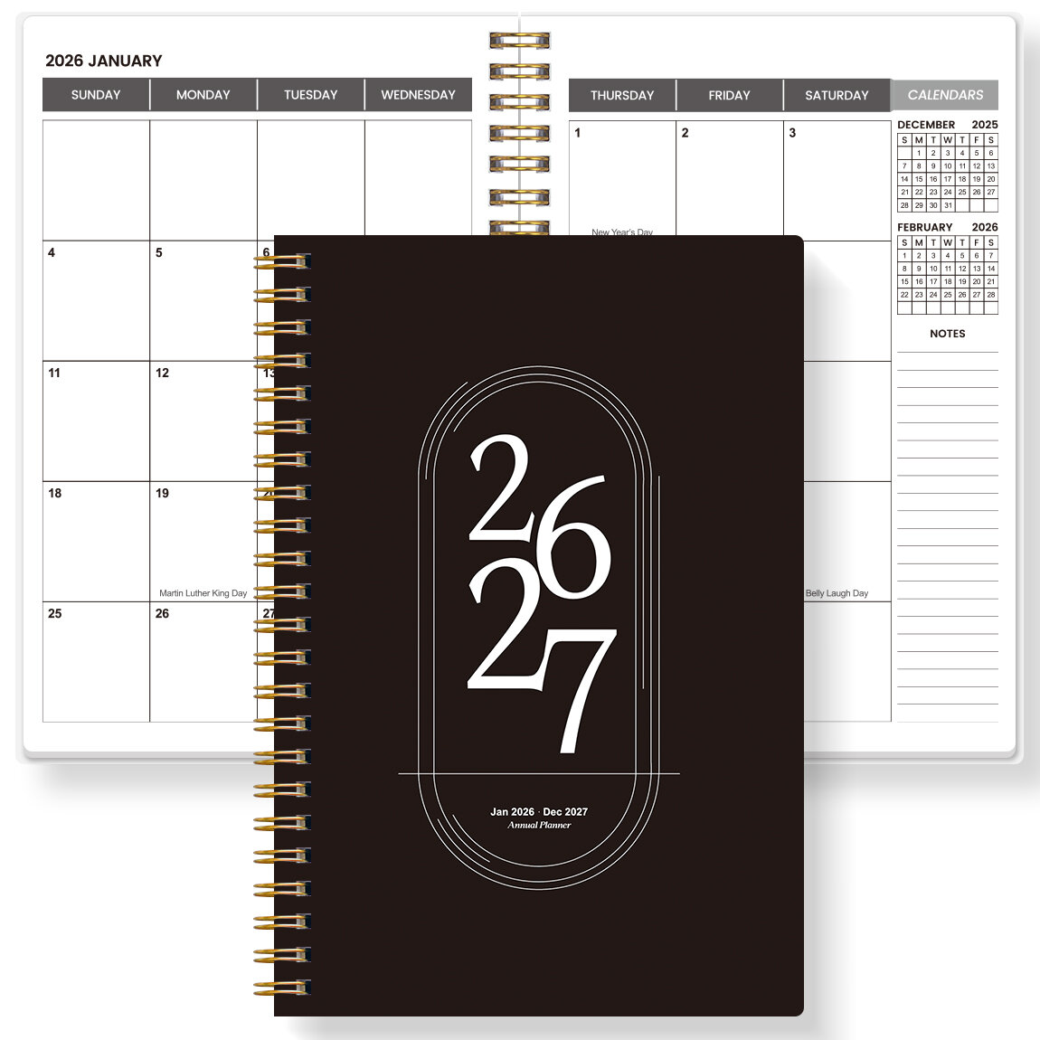 TREES Notebook Promotion 2026-2027 A5 Weekly & Monthly Planner Gold coil binding purple minimalist notebook